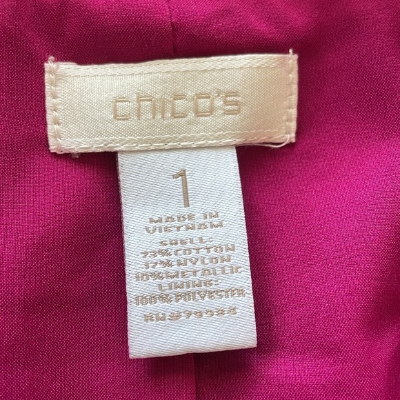 Chico’s Metallic Pink Blazer Cardigan Jacket Sz 1 W/Tank Barbiecore Career Top - Picture 7 of 16